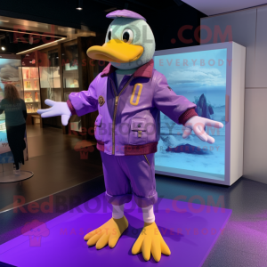 Purple Duck maskot kostume...