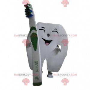 Kæmpe tand maskot med en tandbørste - Redbrokoly.com