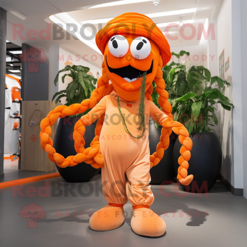 Orange Medusa mascot costume character dressed with a Cargo Pants and Anklets Orange Medusa mascot costume character dressed with a Cargo Pants and Anklets