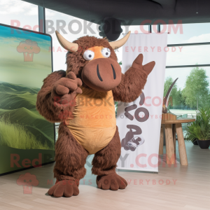 Rust Woolly Rhinoceros mascot costume character dressed with a Bikini and Wraps