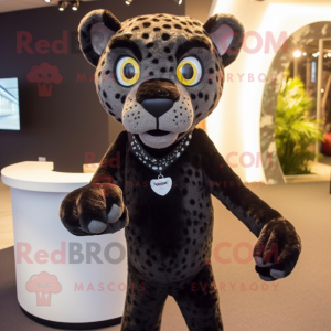 Black Cheetah mascot costume character dressed with a Trousers and Cufflinks