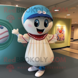 nan Baseball Ball mascot costume character dressed with a Maxi Dress and Brooches