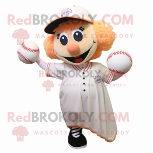 nan Baseball Ball mascot costume character dressed with a Maxi Dress and Brooches