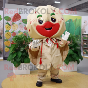 Beige Strawberry maskot...