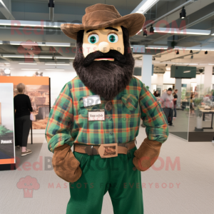 Green Civil War Soldier mascot costume character dressed with a Flannel Shirt and Bracelets