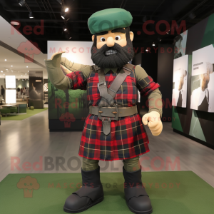 Green Civil War Soldier mascot costume character dressed with a Flannel Shirt and Bracelets