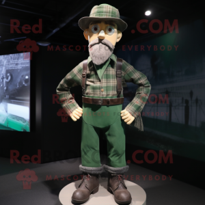 Green Civil War Soldier mascot costume character dressed with a Flannel Shirt and Bracelets