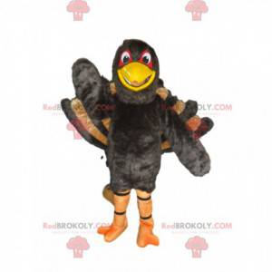 Giant turkey mascot, peacock costume cartwheeling -