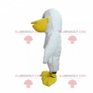 Witte meeuw mascotte, pelikaan kostuum, zeevogel -