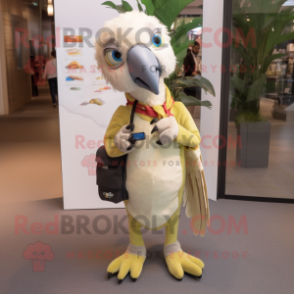 Beige Parrot mascot costume character dressed with a Skinny Jeans and Scarf clips