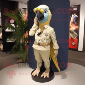 Beige Parrot mascot costume character dressed with a Skinny Jeans and Scarf clips