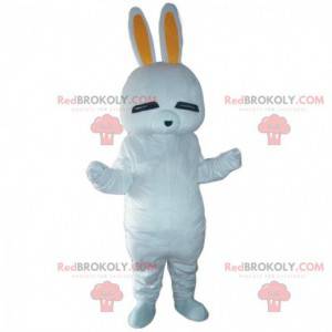 Mascotte de lapin blanc, costume de lapine, déguisement rongeur