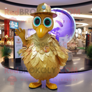 Gold Peacock maskot drakt...