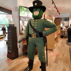 Green Civil War Soldier mascot costume character dressed with a Bodysuit and Backpacks