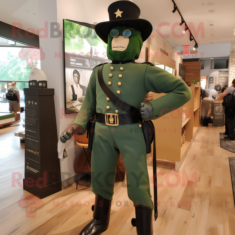 Green Civil War Soldier mascot costume character dressed with a Bodysuit and Backpacks