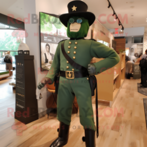 Green Civil War Soldier mascot costume character dressed with a Bodysuit and Backpacks