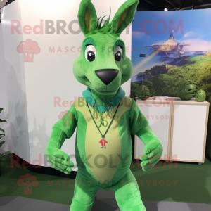 Grön känguru maskot kostym...