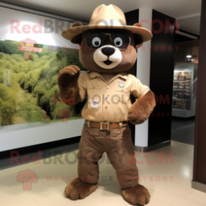 Brown Alliance mascot costume character dressed with a Oxford Shirt and Hats
