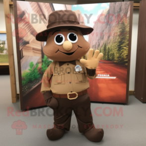 Brown Alliance mascot costume character dressed with a Oxford Shirt and Hats