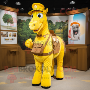 Yellow Horse mascot costume character dressed with a Cargo Shorts and Rings