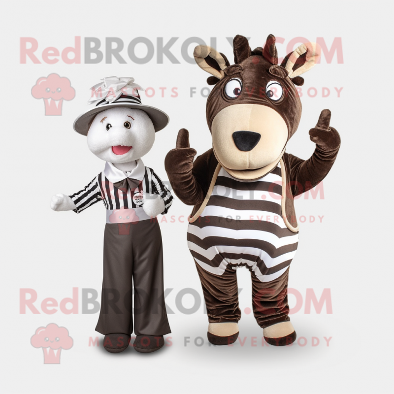 Brown Zebra mascot costume character dressed with a Empire Waist Dress and Ties