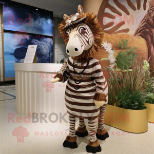 Brun Zebra maskot kostym...