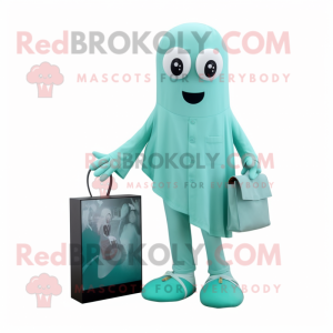 Teal Ghost mascotte kostuum...