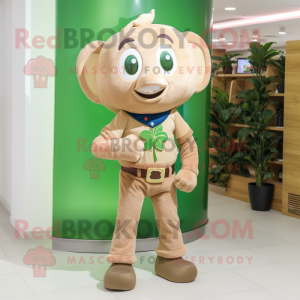 Tan Four Leaf Clover maskot...