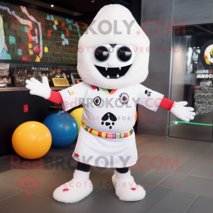 White Ghost mascot costume character dressed with a Rash Guard and Headbands