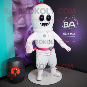 White Ghost mascot costume character dressed with a Rash Guard and Headbands