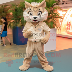 Beige Lynx maskot kostume...