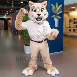 Beige Lynx maskot kostume...