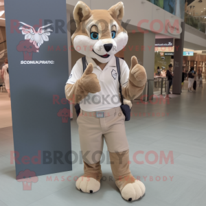 Beige Lynx maskot kostume...