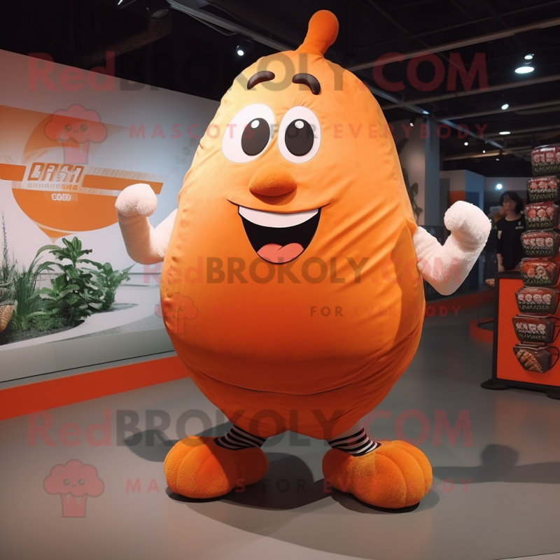 Orange Potato mascot costume character dressed with a Tank Top and Shoe laces