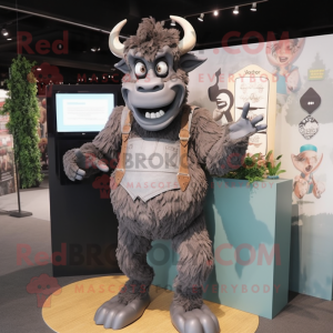 Grå Minotaur maskot kostume...