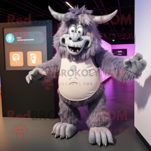 Grå Minotaur maskot kostume...