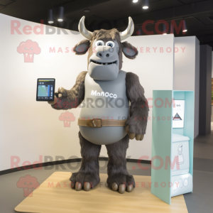 Grå Minotaur maskot kostume...