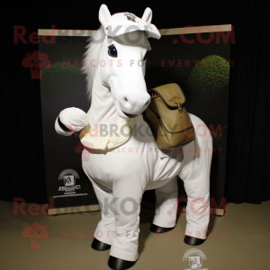 White Horse mascot costume character dressed with a Cargo Pants and Messenger bags