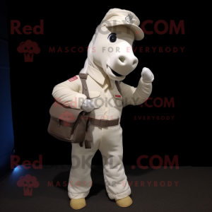 White Horse mascot costume character dressed with a Cargo Pants and Messenger bags