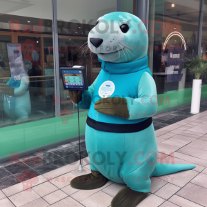 Cyan Sea Lion maskot...