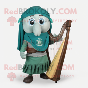 Blågrønn Celtic Harp maskot...