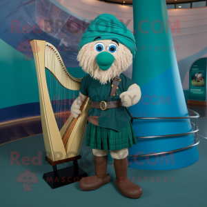 Teal Celtic Harp mascotte...