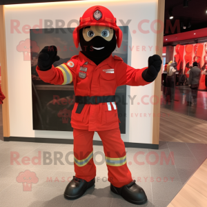 nan Fire Fighter mascot costume character dressed with a Moto Jacket and Foot pads