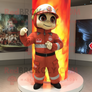 nan Fire Fighter mascot costume character dressed with a Moto Jacket and Foot pads