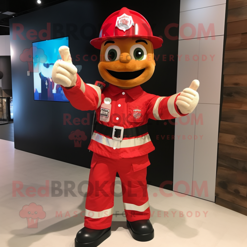 nan Fire Fighter mascot costume character dressed with a Moto Jacket and Foot pads