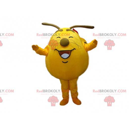 Yellow monster mascot, cute and jovial, big head costume -