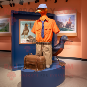 Orange Passenger Pigeon mascot costume character dressed with a Henley Tee and Ties