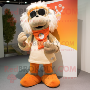 Beige Orange maskot kostume...