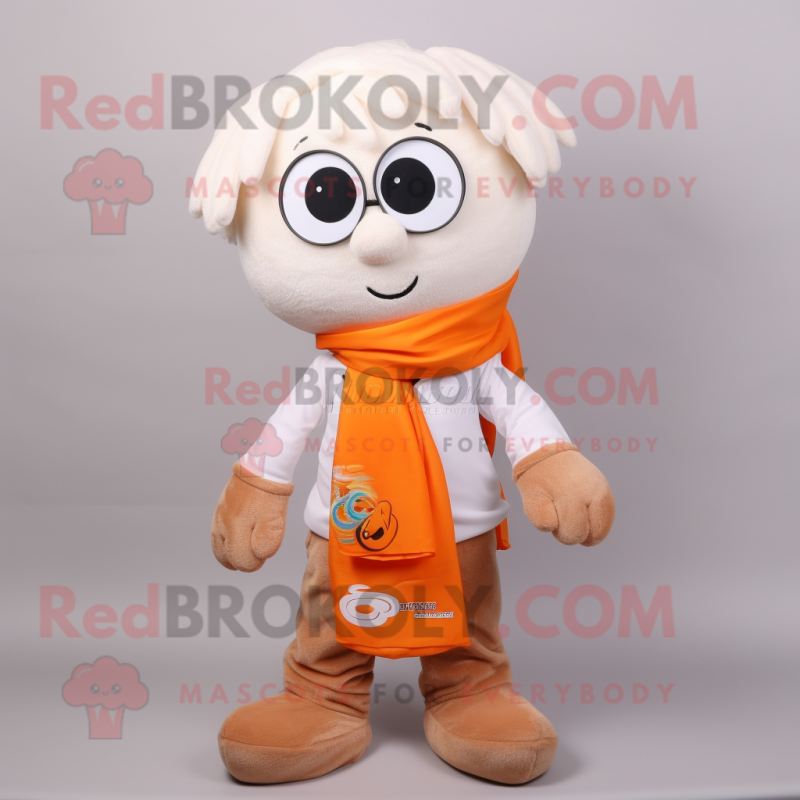 Beige Orange mascot costume character dressed with a Shorts and Scarf clips