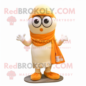 Beige Orange mascot costume character dressed with a Shorts and Scarf clips